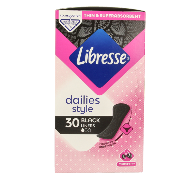 Wkładki higieniczne Libresse Normal Black, 30 sztuk