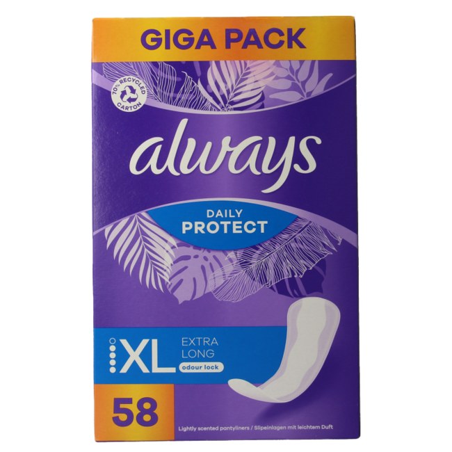 Always Protège-slips Daily Protection Extra Long 58 pièces
