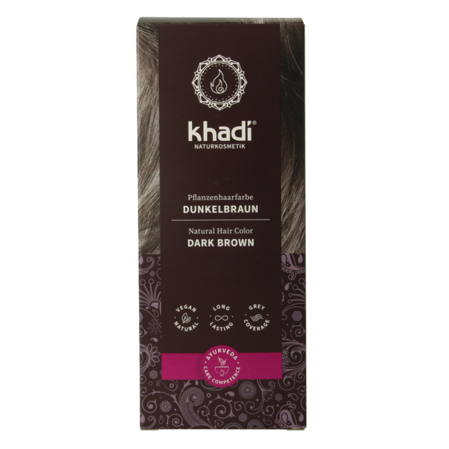 Khadi Farba do włosów ciemny brąz 100 Gram