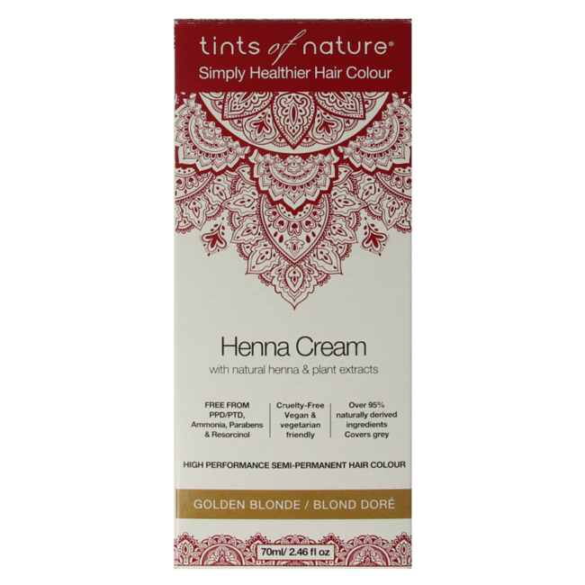 Krem koloryzujący Tints Of Nature Henna, półtrwały, złoty blond, 70 mililitrów