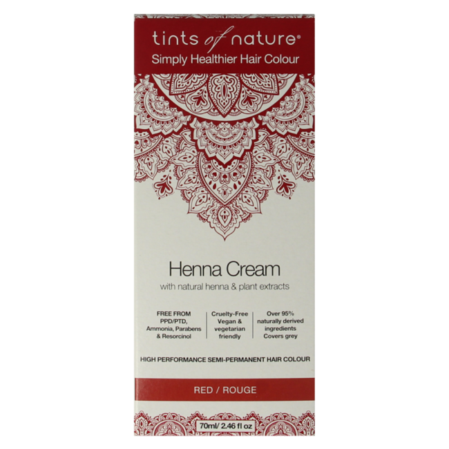 Krem koloryzujący Tints Of Nature Henna, czerwony, półtrwały, 70 mililitrów