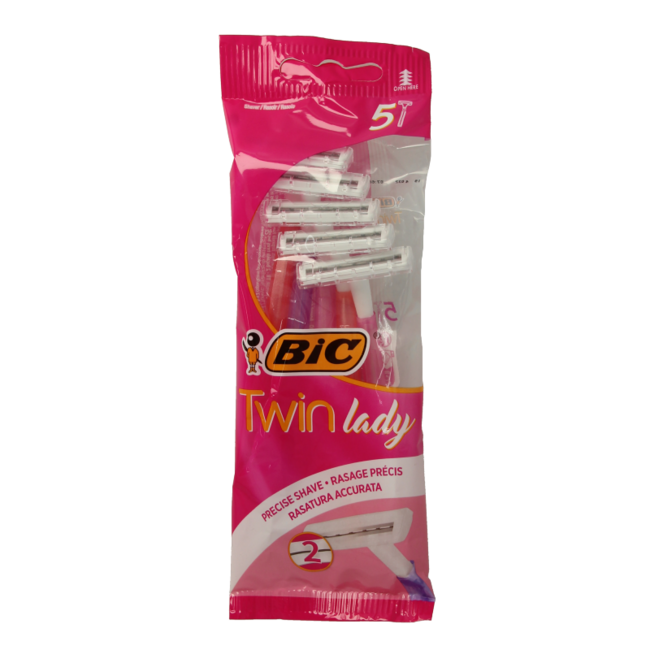 Maszynki BIC Lady Twin w saszetce, 5 sztuk