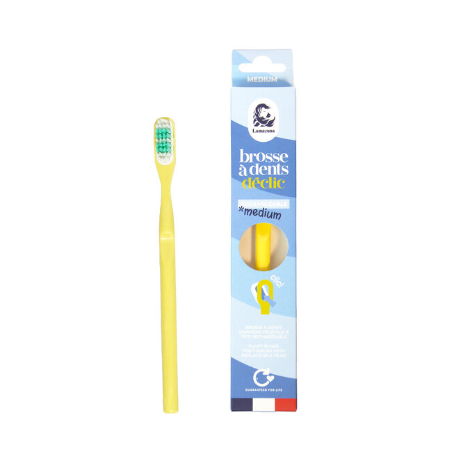 Cepillo de dientes Lamazuna, dureza media, amarillo mimosa, 1 unidad