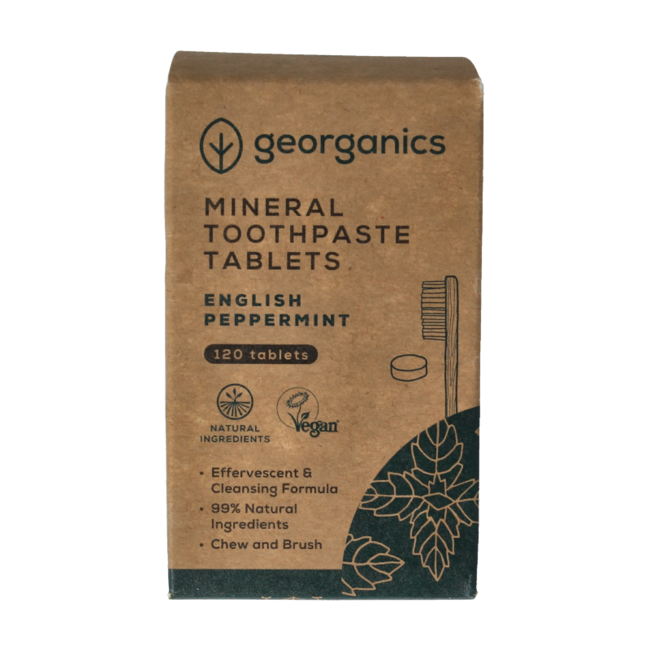 Georganics Pastilles de dentifrice menthe poivrée anglaise 120 pastilles