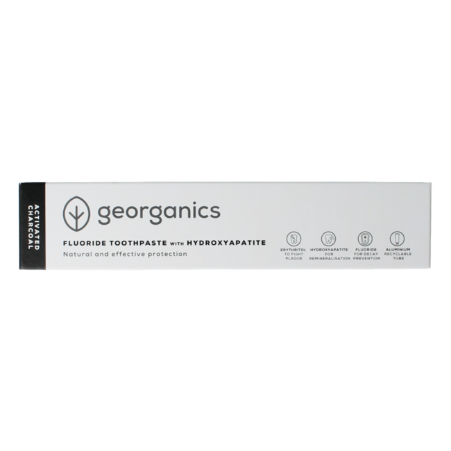 Dentifricio al Fluoro e Carbone Attivo Georganics in Tubetto 75 Millilitri