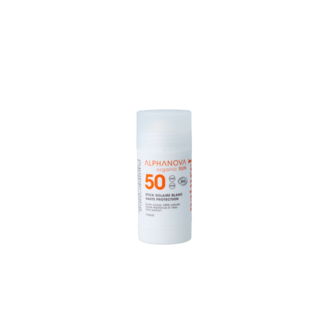 Alphanova Sun Stick Solare SPF50+ Bianco Biologico 15 Millilitri