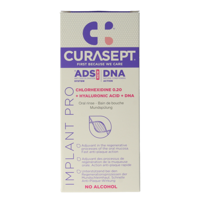 Curasept ADS DNA Implant Pro CHX 0,20% + HA mondspoelmiddel 200 Milliliter