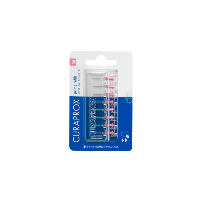 Recambios de cepillos interdentales Curaprox CPS 08 prime, pack de 8 unidades