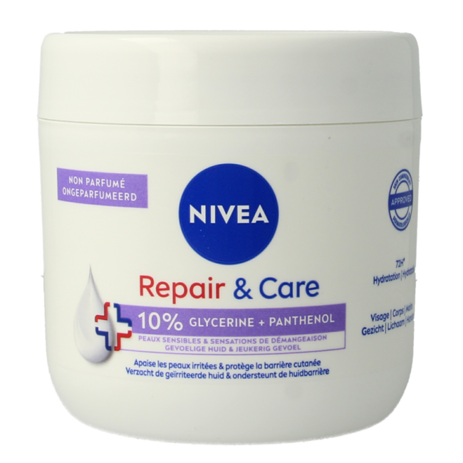 Nivea Crema corpo Riparazione & Cura senza profumo per pelli sensibili 400 Millilitri