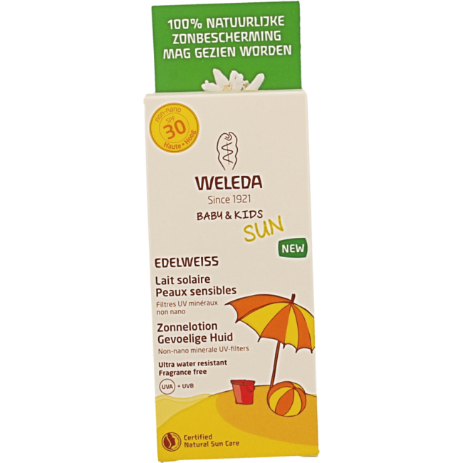 Weleda Edelweiss zonnelotion gevoelige huid SPF30 150 Milliliter