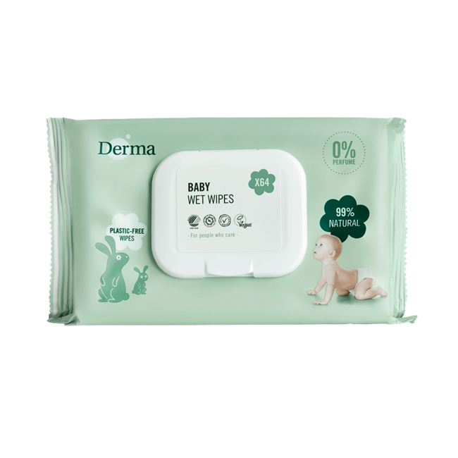 Chusteczki nawilżane Derma Eco Baby, 64 sztuki