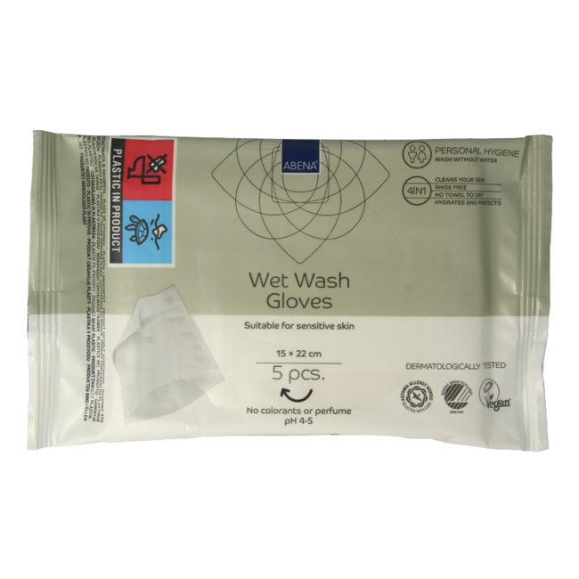 Abena Wet Wash Care Wash Mitts 5 Pieces