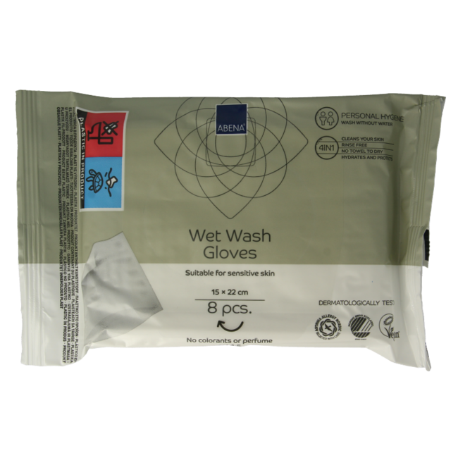 Abena Wet Wash Care Wash Gloves 8 Pieces