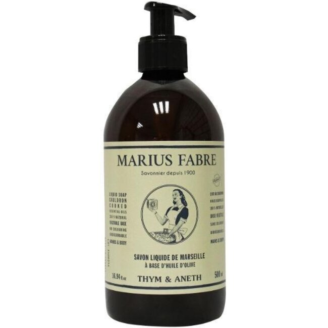 Savon de Marseille liquide Nature Marius Fabre thym et aneth avec pompe 500 ml