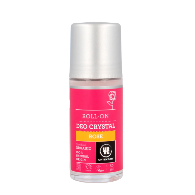 Desodorante de cristal roll-on de rosas Urtekram 50 ml