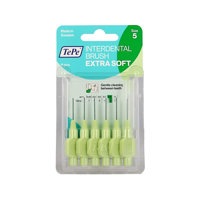 TePe Brossettes interdentaires extra soft vert clair taille 5 6 pièces