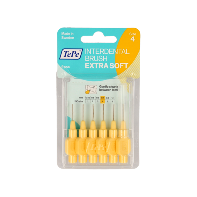 Interdentalbürste extra soft hellgelb Größe 4, 6 Stück