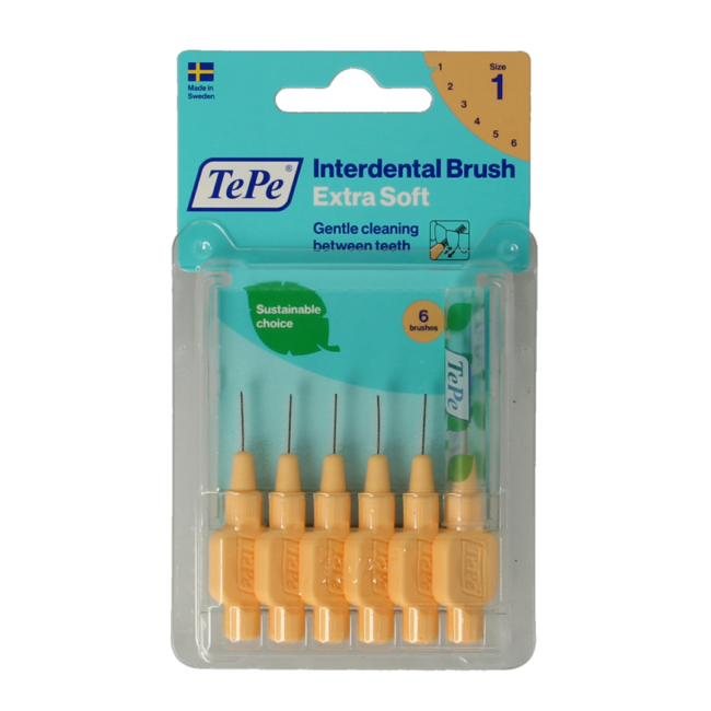 Cepillo interdental TePe extra suave naranja claro talla 1 6 unidades