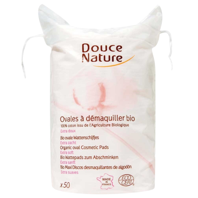 Douce Nature Discos de algodón ovalados algodón bio 50 unidades