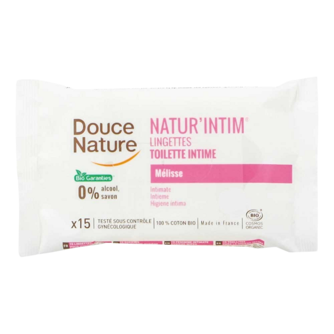 Salviette Igiene Intima Douce Nature in Cotone Biologico 15 Pezzi