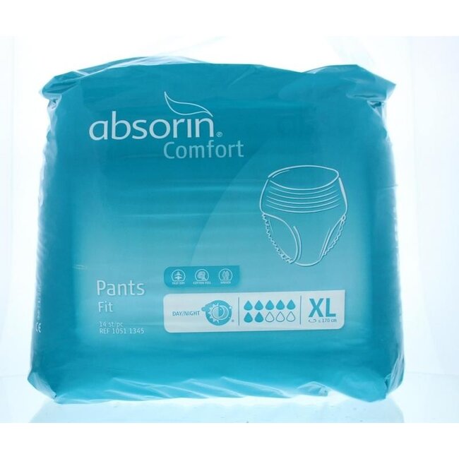 Absorin Comfort pants fit size XL up to 170cm 14 pieces