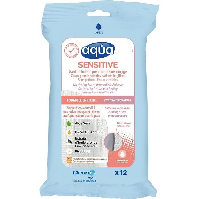 Aqua Waschlappen Sensitive, 12 Stück