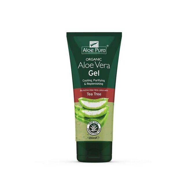 Aloe pura aloe vera gel organic tea tree 200 Milliliter