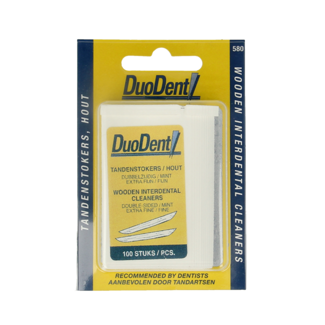 Duodent Cure-dents en bois fin/extra fin double face 100 pièces