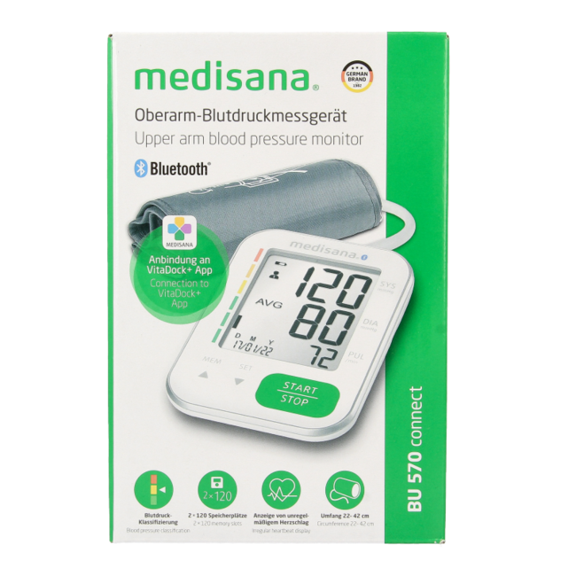 Misuratore di pressione Medisana BU 570 connect da braccio, bianco, 1 Pezzo
