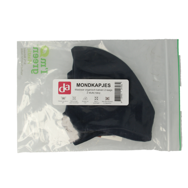 Mascarilla de algodón Easyessentials de 2 capas azul marino 2 unidades
