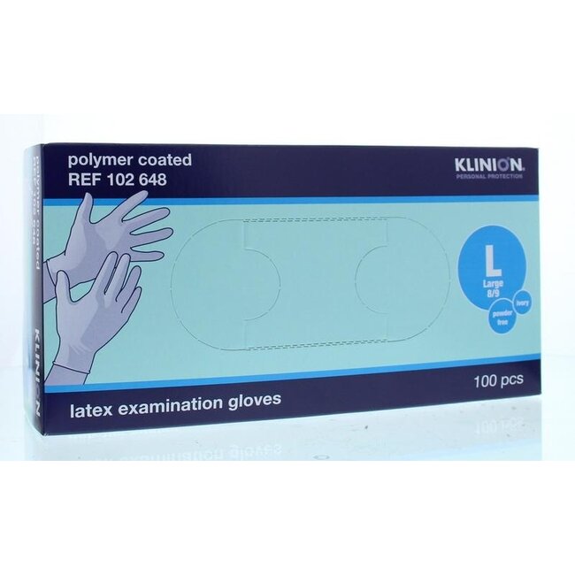 Guanto da esame protettivo Klinion in lattice, taglia L, senza polvere, 100 pezzi