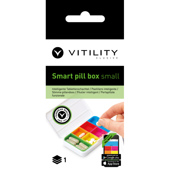 Smart pill box small white 1 piece