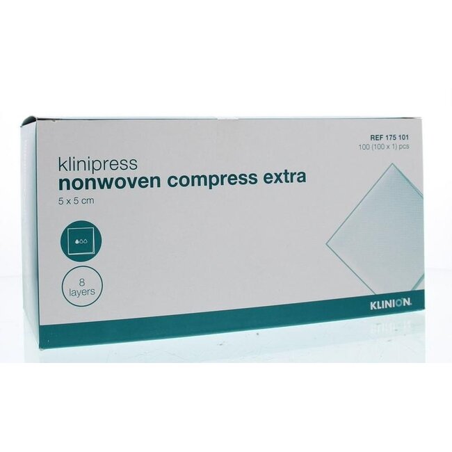 Compresse non-tissée Klinion Klinipress 5 x 5 cm extra 100 pièces