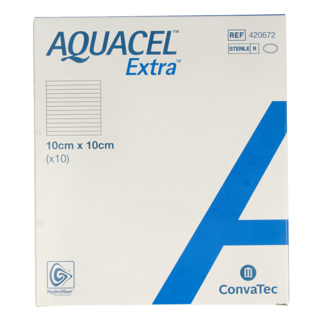 Pansement Aquacel Extra hydrofibre + renforcement 10 x 10 cm 10 pièces