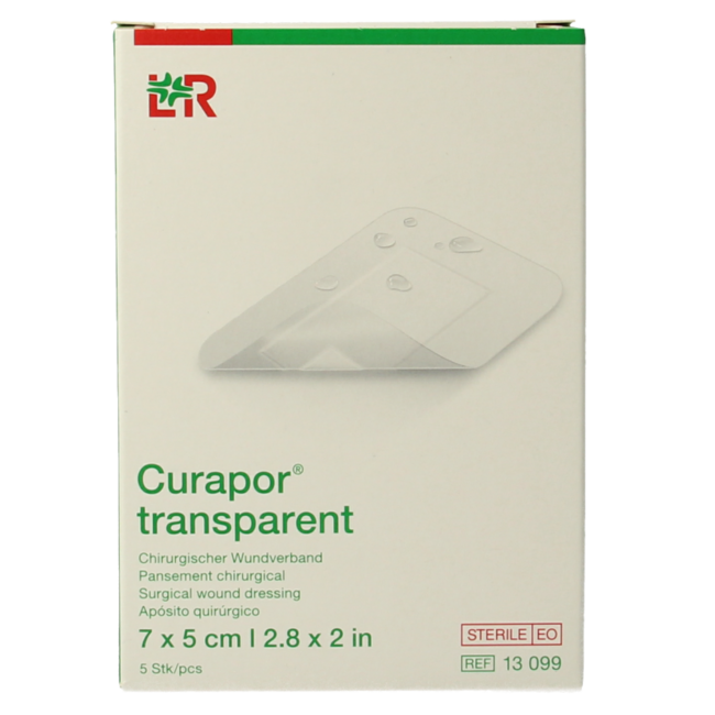 Curapor Transparant 7 x 5cm steriel 5 Stuks