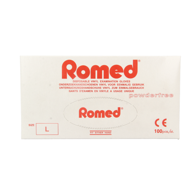 Romed Gants en vinyle non stériles sans poudre L 100 pièces
