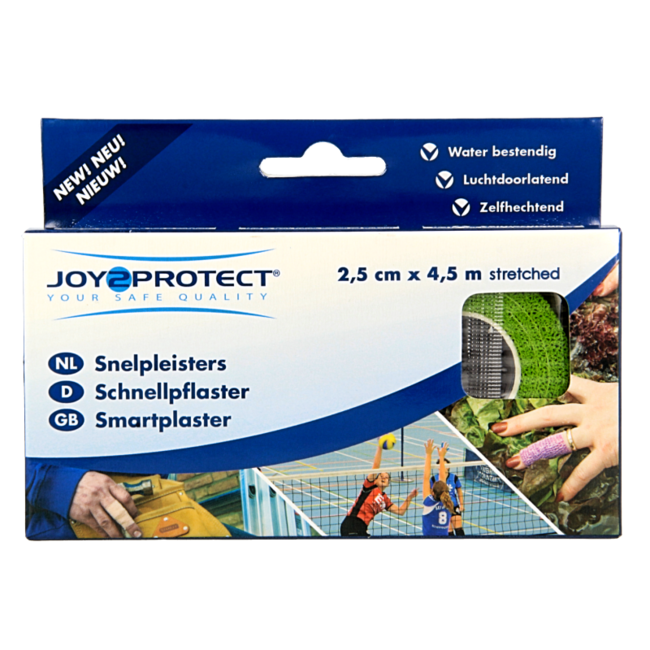 Joy2protect Apósito Rápido Autoadhesivo Verde 2.5cm x 4.5m, 2 Rollos