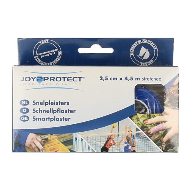 Joy2protect Selbsthaftender Schnellverband blau 2,5 cm x 4,5 m, 2 Rollen