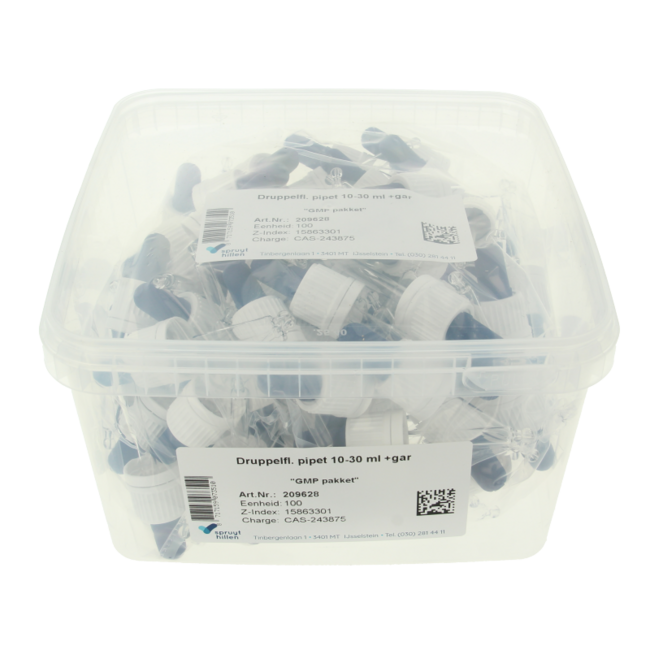 Spruyt Hillen Flacon compte-gouttes avec pipette et fermeture de sécurité 10-30, 100 unités