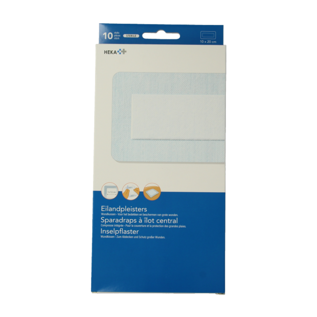 Hekaplast Inselpflaster 10 cm x 20 cm steril, 10 Stück