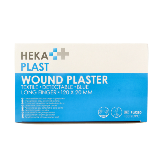 Cerotto per Dita Hekaplast Rilevabile 120 x 20 HACCP Elastico, 100 Pezzi