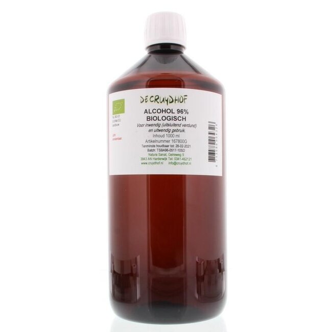 Cruydhof Alcohol 96% Organic Internal and External 1 Litre