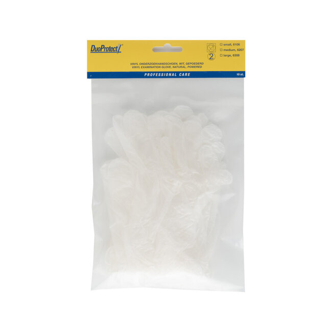 Gants en vinyle Duoprotect medium 10 pièces