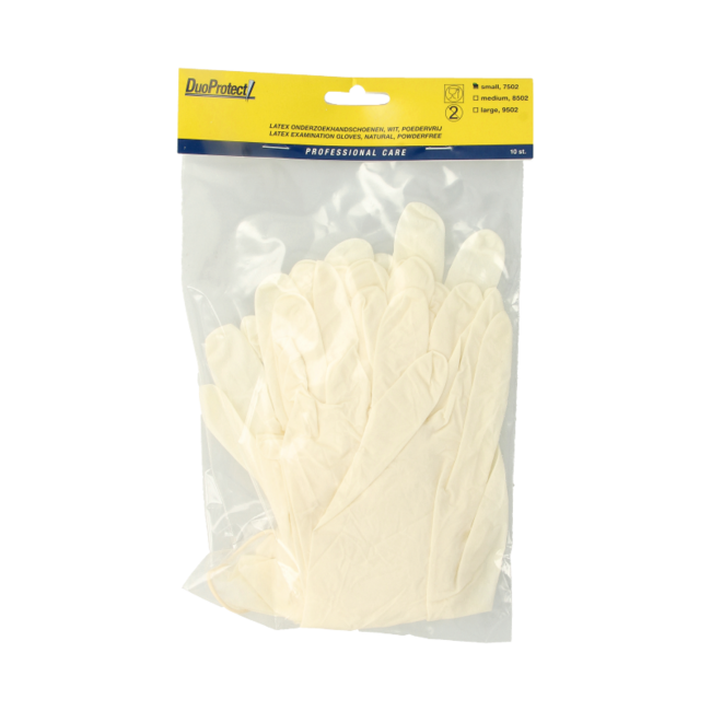 Guantes de látex Duoprotect sin polvo talla S, 10 unidades
