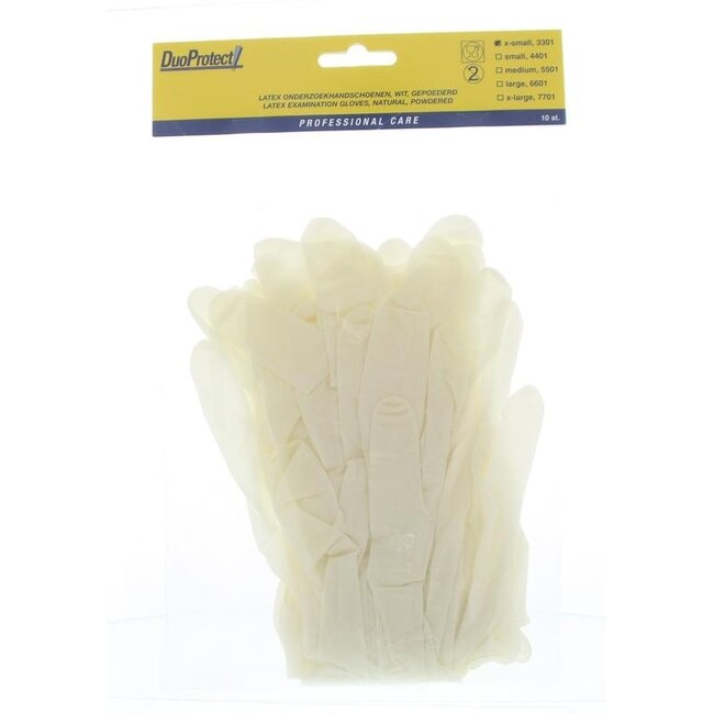 Gants en latex Duoprotect XS 10 pièces