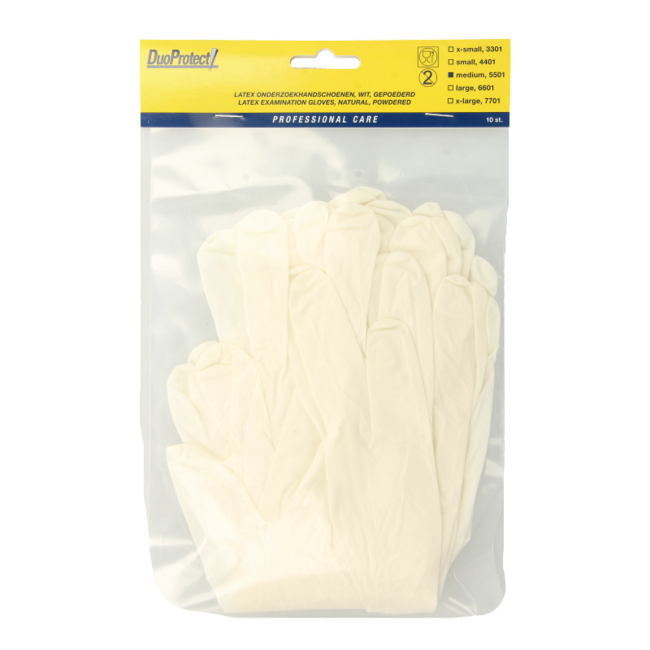 Gants en latex Duoprotect taille M, 10 pièces