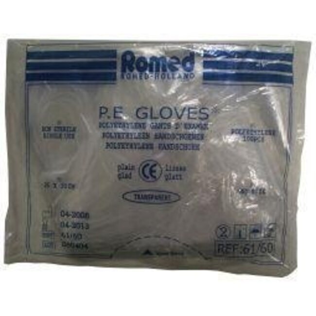 Guantes de poliéster Romed lisos gruesos 100 unidades