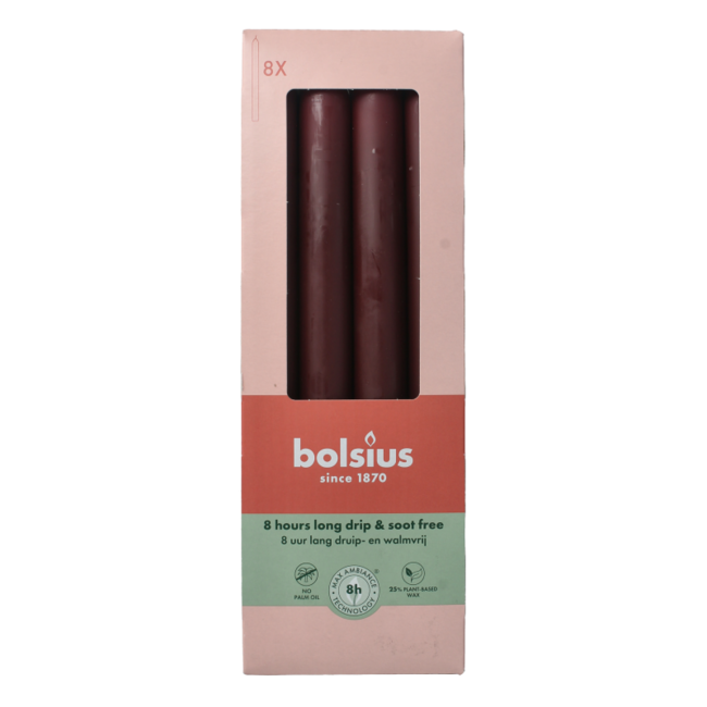 Bougies de table 230/20 velvet red 8 pièces