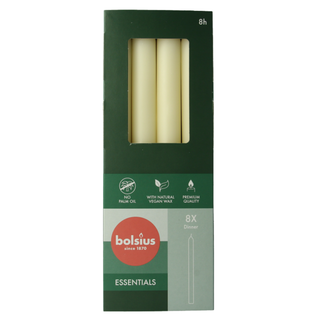 Bolsius Tafelkerzen 230/20 Soft Pearl, 8 Stück