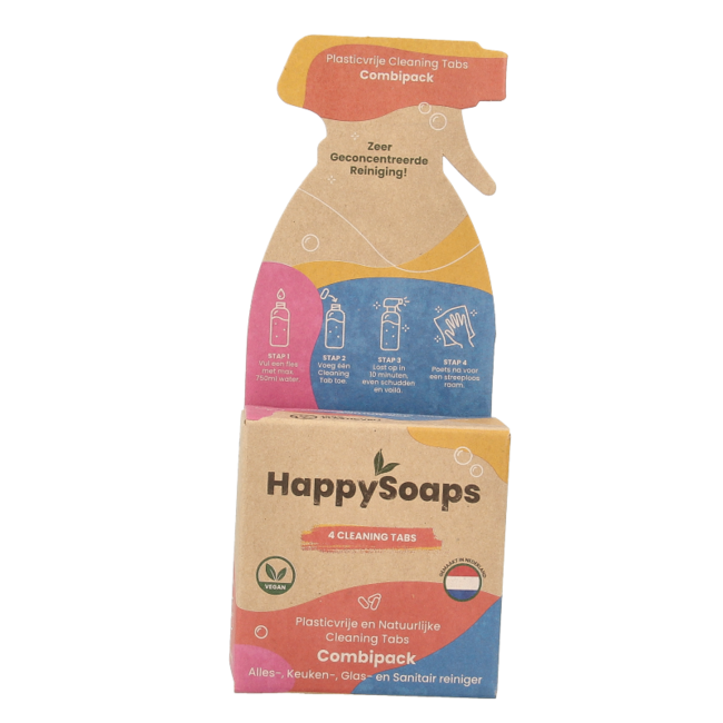 Cleaning tabs combipack: all-purpose, kitchen, glass and bathroom, 4 pieces